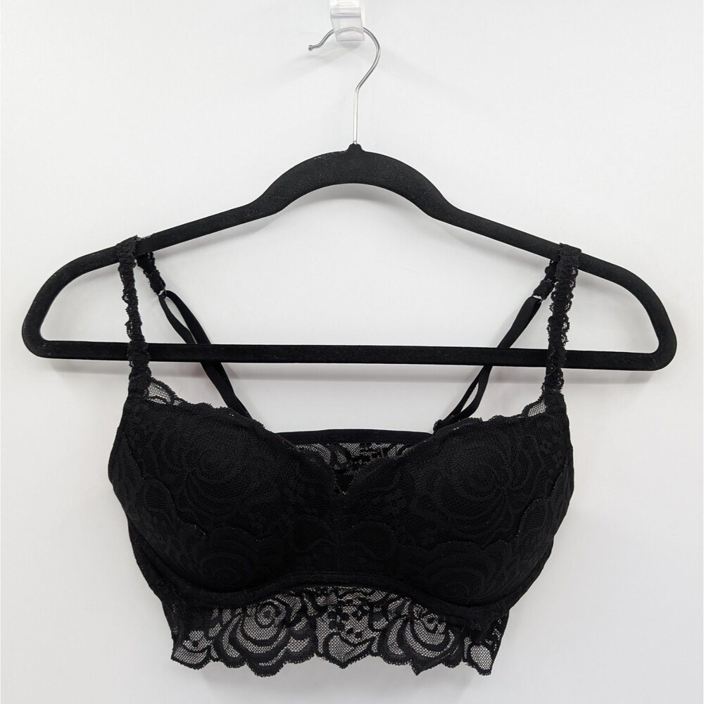 Victoria's Secret PINK Bralette S Black Lace Padded Pullover